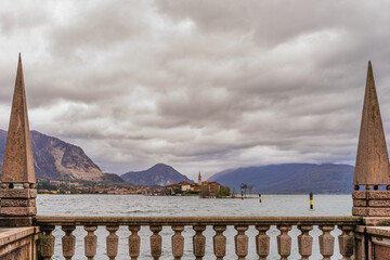 panoramic view from the terrace of the Borromeo palace on Isola Bella towards Lake Maggiore