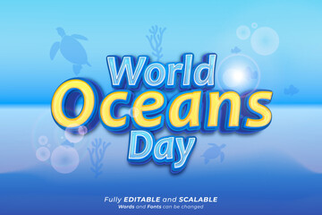 World oceans day vector text effect 03