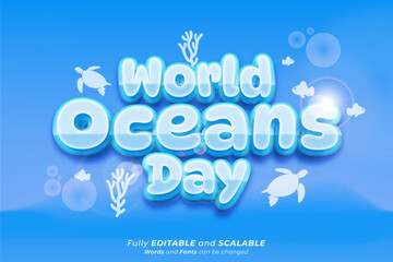 World oceans day vector text effect 01