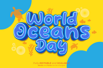 World oceans day vector text effect 04