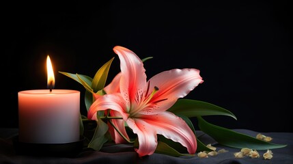Enigmatic Beauty: Lily with Burning Candle