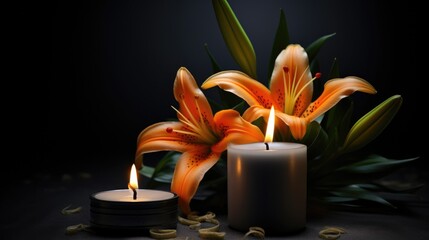 Illuminated Elegance: Black Background Lily