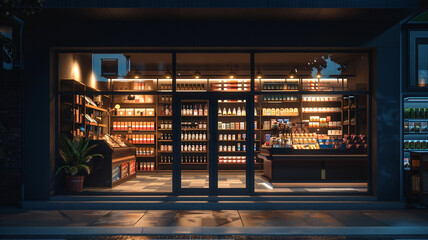 3d rendering of store or shop on dark background.