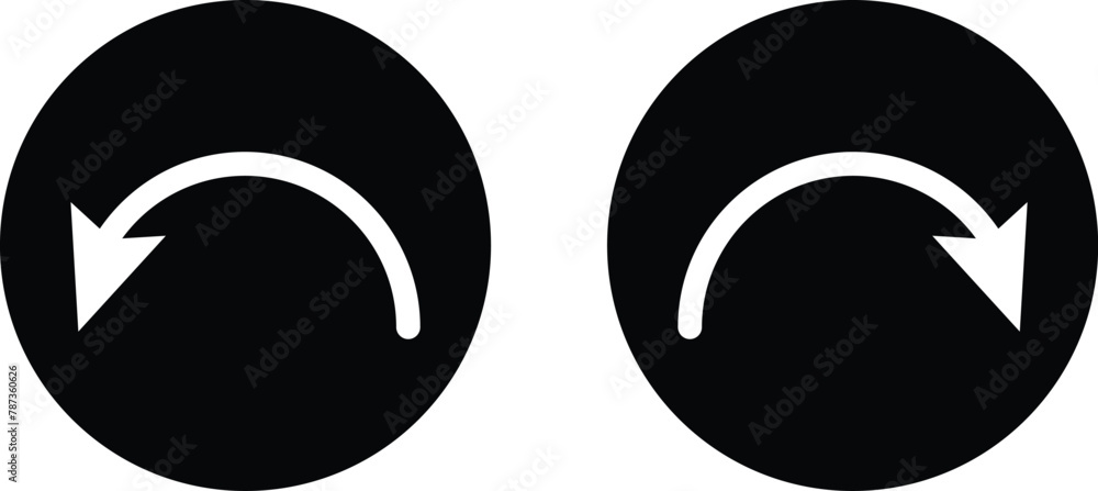Aufkleber curved arrow icon set isolated on white background . right and left curved arrow icon . vector
