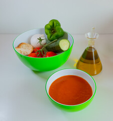 Gazpacho and ingredientes to prepare it