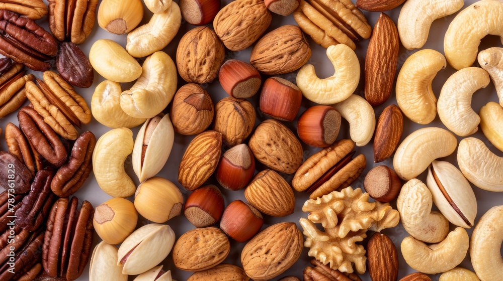 Aufkleber assorted nuts creating a vibrant and textured natural background for appealing visuals