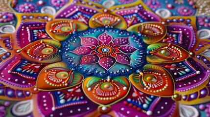 Mandala with patterns painted 