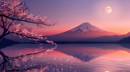 beautiful landscape of Mount Fuji Sunset in high resolution and high quality. landscape concept - obrazy, fototapety, plakaty