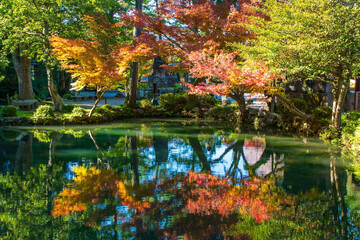 Spiegelung, Kenroku-en Garten,  Kanazawa,  Japan 