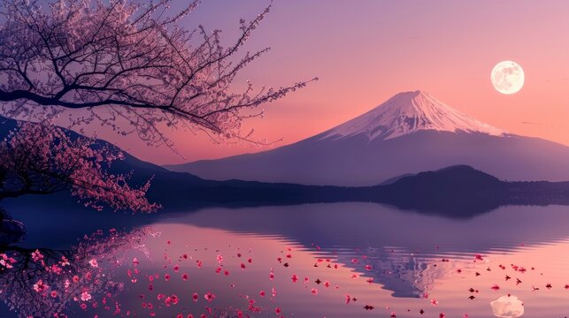 beautiful landscape of Mount Fuji Sunset in high resolution and quality