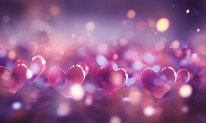 Bokeh heart background. Valentines day concept. AI-Generated Image - obrazy, fototapety, plakaty