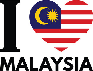 I love Malaysia with Malaysian heart . Malaysia love symbol . Vector 