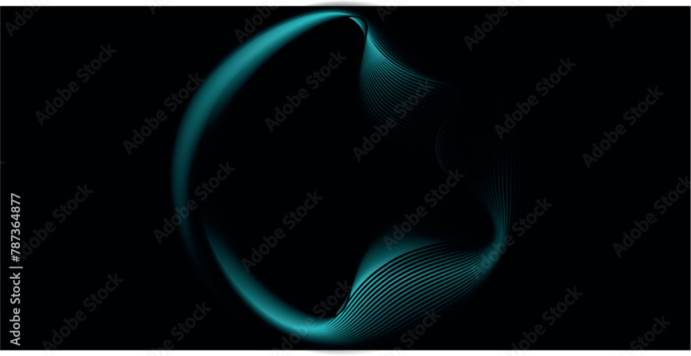 Aufkleber vector abstract circles lines wavy in round frame colorful spectrum light isolated on black backgrou