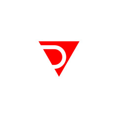 DV or VD monogram logo. Letter D inside red triangle shape - obrazy, fototapety, plakaty
