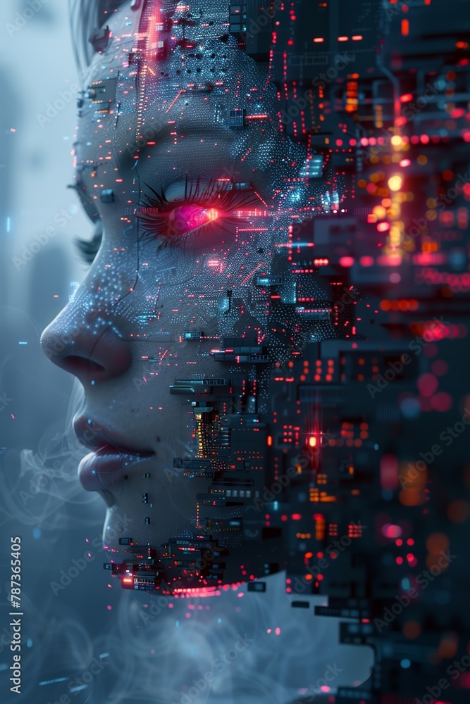 Poster representation of a high-tech artificial intelligence system for detecting sophisticated cyber threa