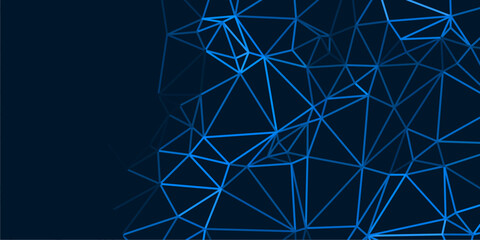 abstract dark blue background with triangles and glowing lines