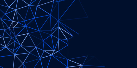 abstract dark blue background with triangles and glowing lines