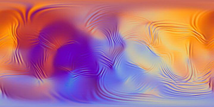 HDRI. Gradient waves, iridescent chrome wavy surface. Full spherical panorama 360 degrees. Cloth, fabric, liquid surface, ripples, reflections. 3D render illustration.