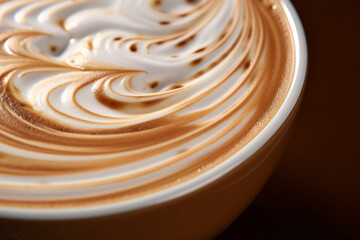 Cappuccino and milk foam close up view. AI-Generated Image - obrazy, fototapety, plakaty