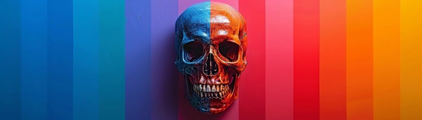 Fototapeta premium A colorful rainbow encircling a human skull