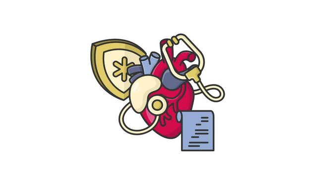 color line Healthy heart data animated icon