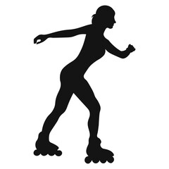 Fototapeta na wymiar Roller Skating Girl Silhouette Collection For Design Element Templet
