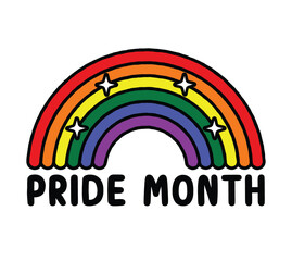 Cute Rainbow Drawing. Pride Month Concept