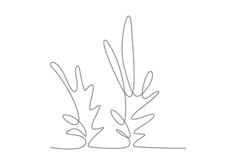 Continuous one line drawing of Phase plant leaves, plant vector illustration