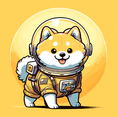 Adorable Shiba Inu dressed as an astronaut.