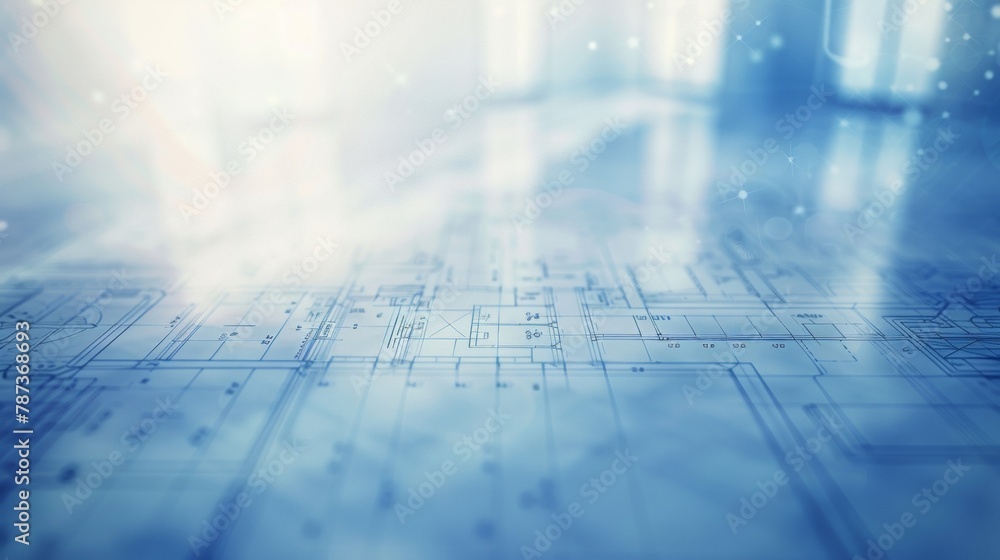 Poster abstract defocused background image of blueprint perspectives d featuring a soft dreamlike atmospher