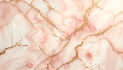 A background of a marble surface with soft pink hues and intricate gold veining
