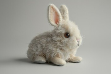 Obraz premium Sitting white stuffed bunny 