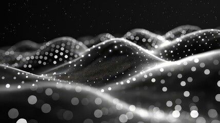 abstract background of glowing particles in space with depth of field and bokeh effect 3d rendering