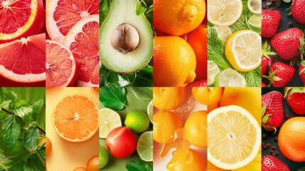 different fruits summer background
