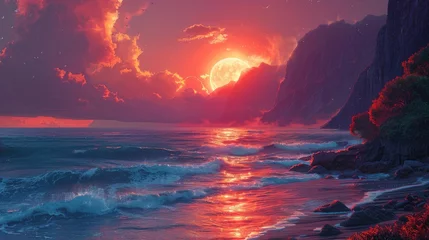 Gardinen Scenic sunset by the ocean © 2rogan