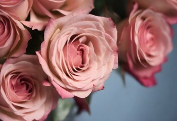 Close-up of a bouquet of pink roses with a soft focus background