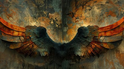 Abstract Wings: A photo of a digital collage featuring abstract wings