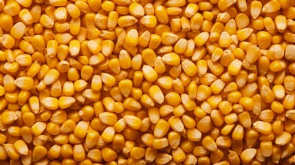 Dry yellow corn kernels, corn background.