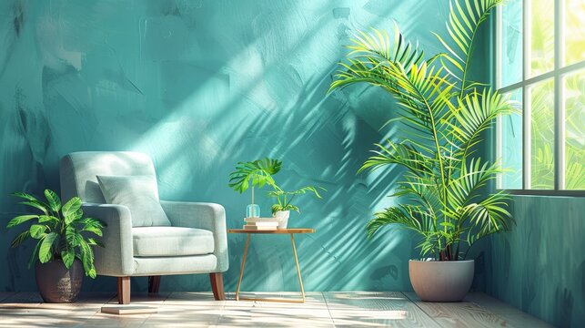 An illustration of a cozy reading nook with a comfortable armchair