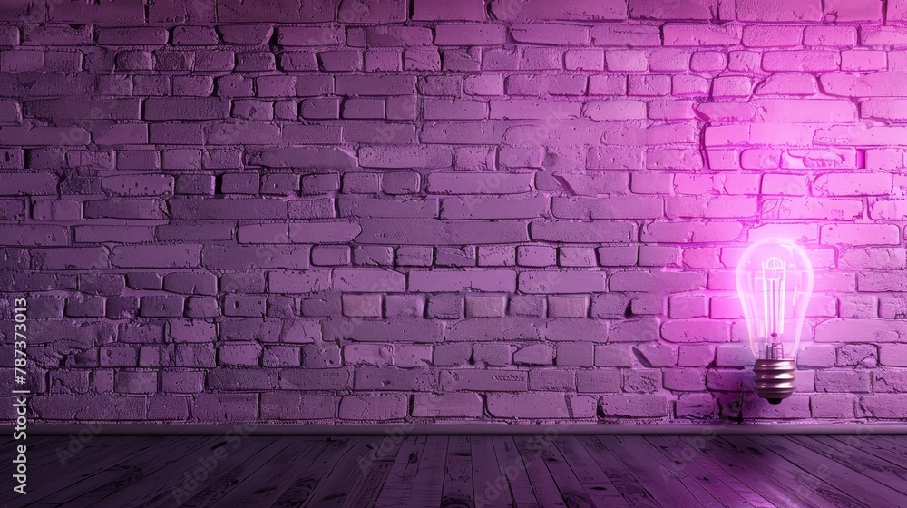 Aufkleber neon lights illuminating empty space with glowing light bulb, conceptual design and text area