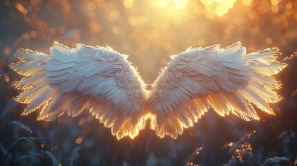 Angel Wings: A photo of a pair of white, feathered angel wings