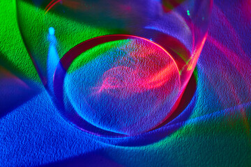 Abstract Rainbow Light Refraction and Glass Lens Texture