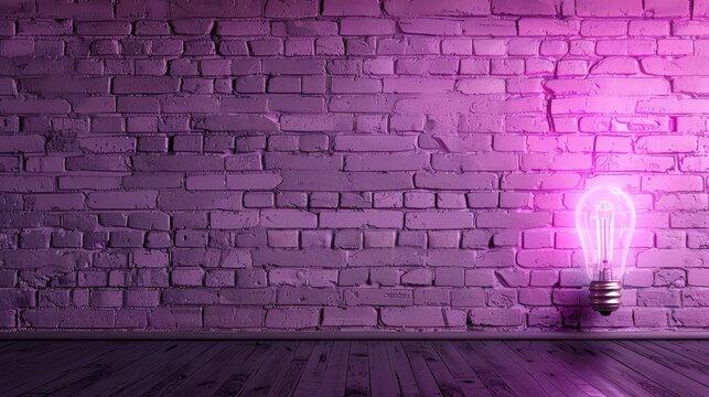 Neon lights illuminating empty space with glowing light bulb, conceptual design and text area