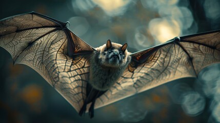 Bat Wings: A photo of bat wings with a blurred foreground - obrazy, fototapety, plakaty