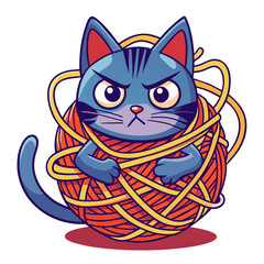 The Determined Escape of a Cat Tangled in Yarn