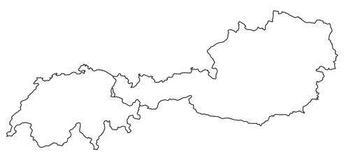 Contours of the map of Austria, Switzerland
