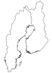 Obraz premium Contours of the map of Finland, Sweden