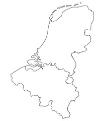 Contours of the map of Netherlands, Belgium