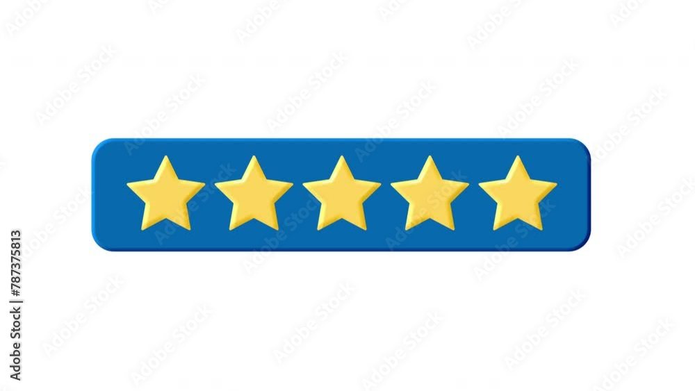 Poster five star review and rating - flat design animation showing customer satisfaction and high quality r