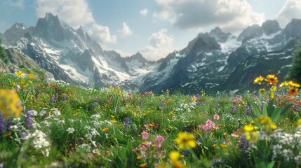 Alpine meadow in the mountains - obrazy, fototapety, plakaty